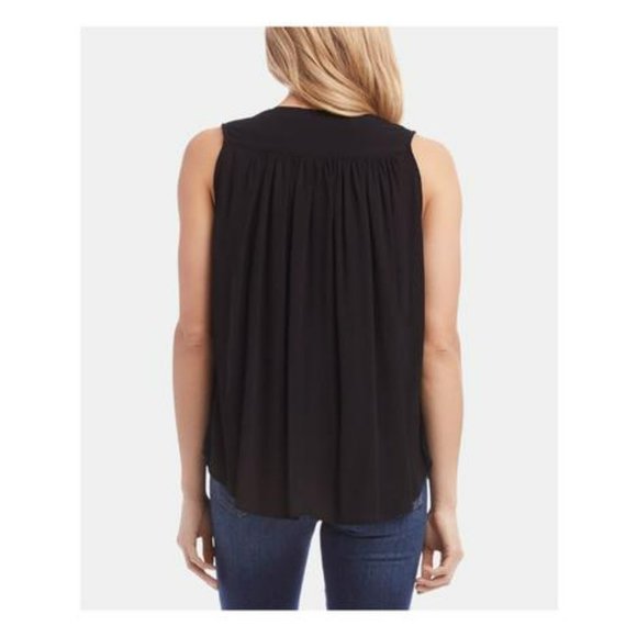 $94 KAREN KANE Womens Black Pleated Button-Front Sleeveless Top M - Picture 2 of 2